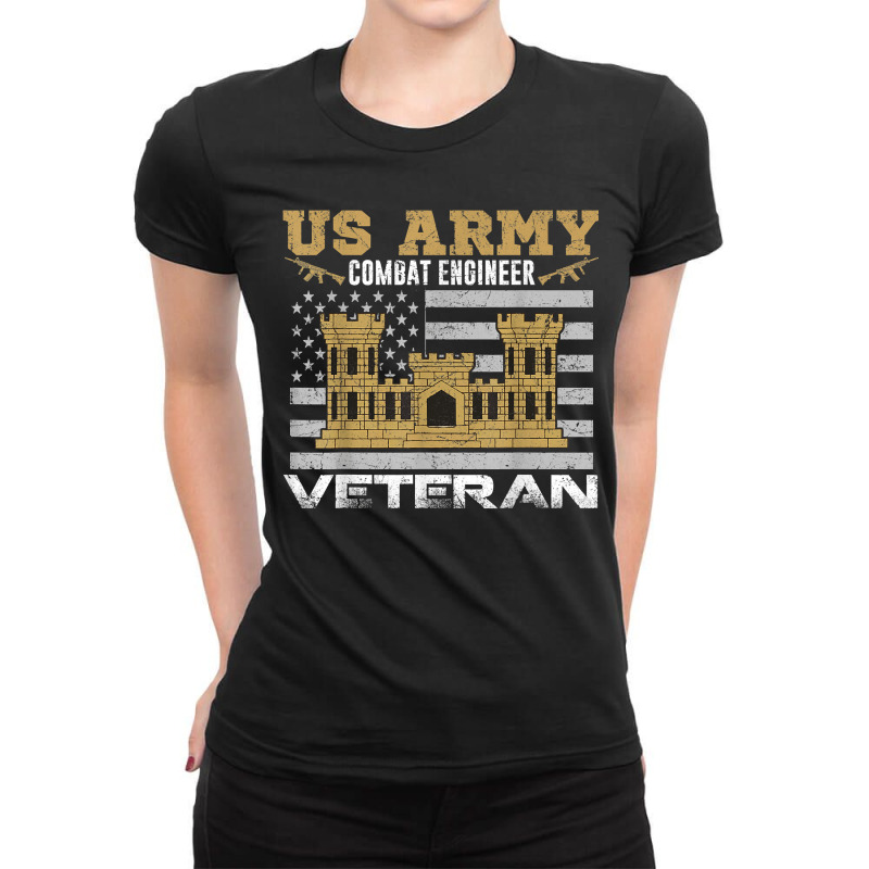 Vintage Us Army Combat Engineer Combat Engineer Veteran Gift For Fans Ladies Fitted T-Shirt by SonjaBogenschutz | Artistshot