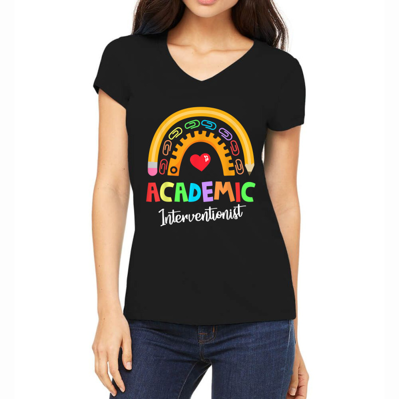 Academic Interventionist Reading Math Title One Teacher Crew Funny Men Women's V-Neck T-Shirt by Aria-Proctor | Artistshot