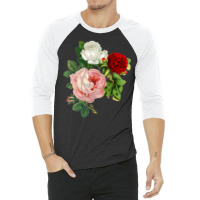 Vintage Roses Flower Floral Illustration Blossom Lovers 3/4 Sleeve Shirt | Artistshot