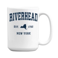 Riverhead New York Ny Vintage Athletic Navy Sports Design T Shirt 15 Oz Coffee Mug | Artistshot