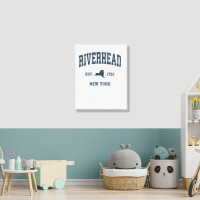 Riverhead New York Ny Vintage Athletic Navy Sports Design T Shirt Portrait Canvas Print | Artistshot