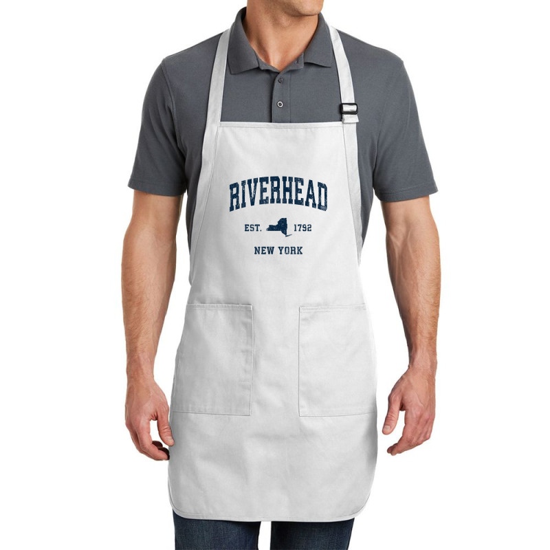 Riverhead New York Ny Vintage Athletic Navy Sports Design T Shirt Full-length Apron | Artistshot