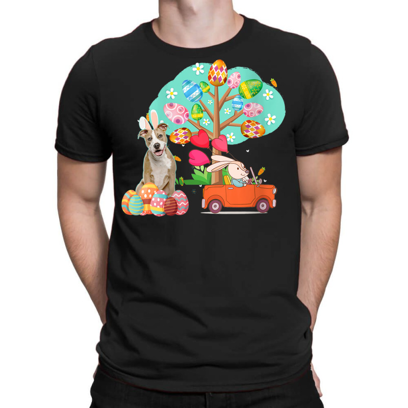 Pitbull And Bunny Hunting Egg Tree T-shirt | Artistshot