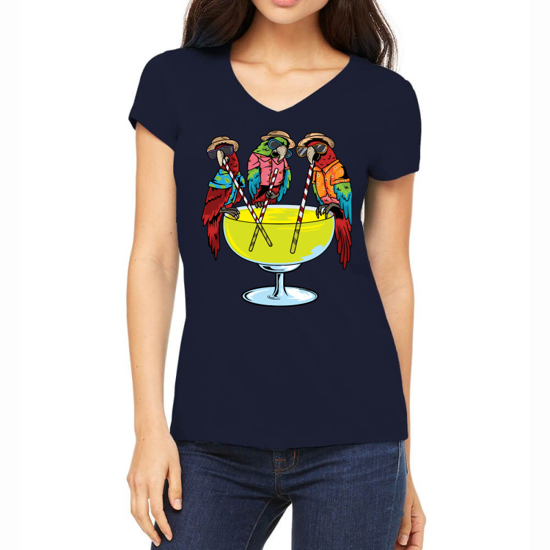 Bird Parrots Newest Animal T  Shirt Parrots Drinking Margarita Hawaiia Women's V-Neck T-Shirt by machoislands | Artistshot