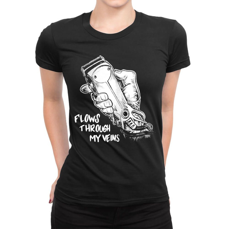 Flows Through My Veins Hair Cutting Barber Ts For Men W Ladies Fitted T-Shirt by CUSER3772 | Artistshot