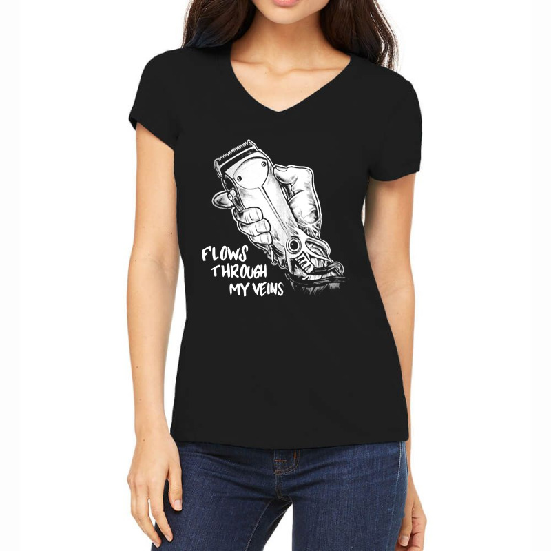 Flows Through My Veins Hair Cutting Barber Ts For Men W Women's V-Neck T-Shirt by CUSER3772 | Artistshot