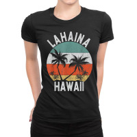 Lahaina Shirt Hawaii Retro Maui Palm Trees Hawaiian Island T Shirt Ladies Fitted T-shirt | Artistshot