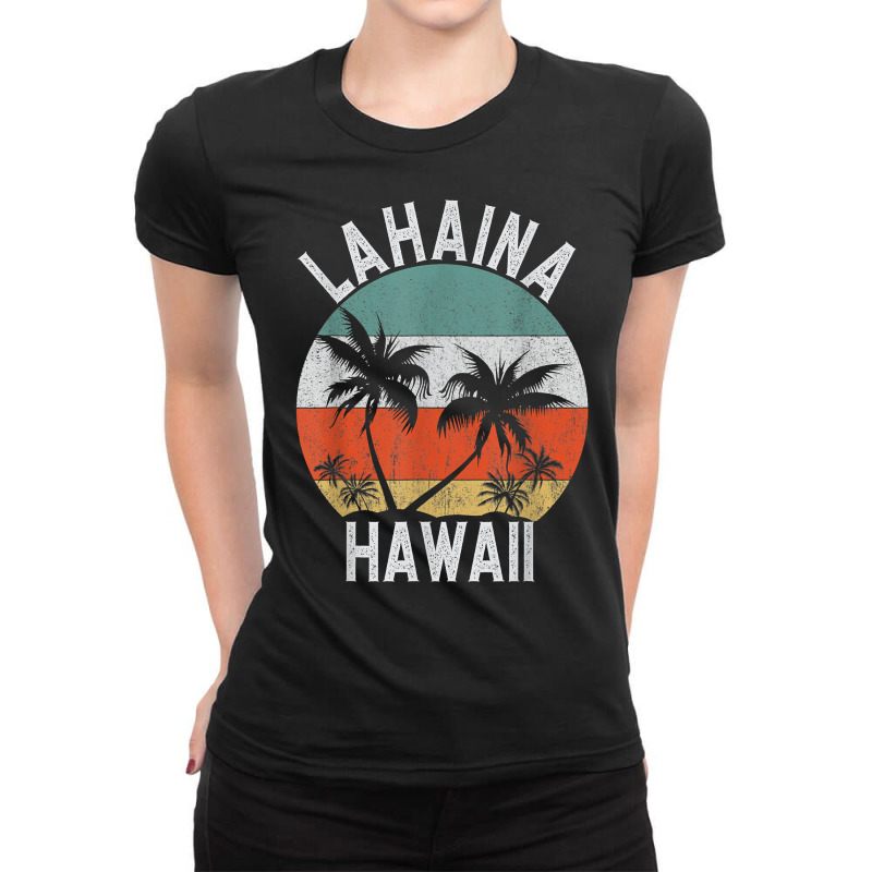 Lahaina Shirt Hawaii Retro Maui Palm Trees Hawaiian Island T Shirt Ladies Fitted T-Shirt by cm-arts | Artistshot