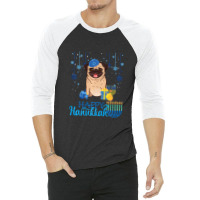 Jewish Pug Dog Menorah Hat Chanukah Hanukkah Jewish Xmas Premium T-shi 3/4 Sleeve Shirt | Artistshot