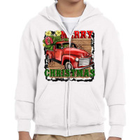 Merry Christmas With Truck Youth Zipper Hoodie | Artistshot