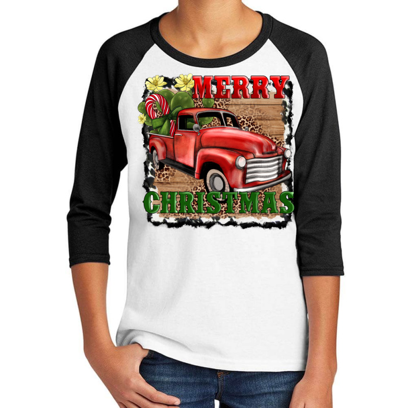 Merry Christmas With Truck Youth 3/4 Sleeve by AdoDesignShop | Artistshot