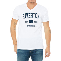 Riverton Wyoming Wy Vintage Athletic Navy Sports Design T Shirt V-neck Tee | Artistshot