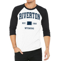 Riverton Wyoming Wy Vintage Athletic Navy Sports Design T Shirt 3/4 Sleeve Shirt | Artistshot