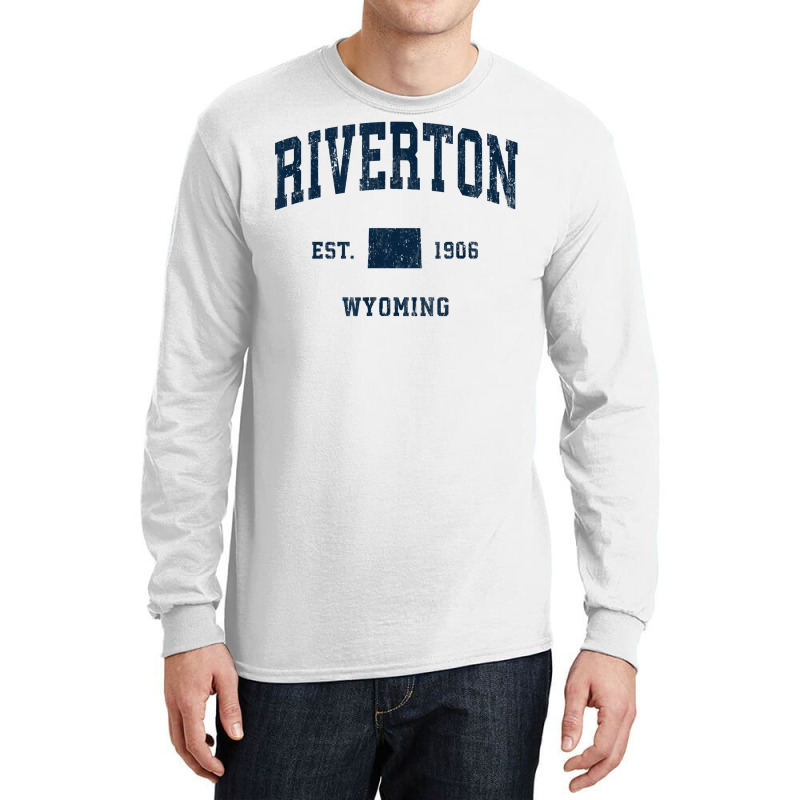 Riverton Wyoming Wy Vintage Athletic Navy Sports Design T Shirt Long Sleeve Shirts | Artistshot