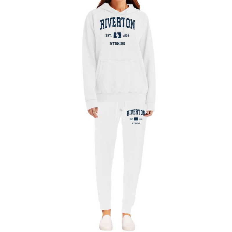 Riverton Wyoming Wy Vintage Athletic Navy Sports Design T Shirt Hoodie & Jogger Set | Artistshot