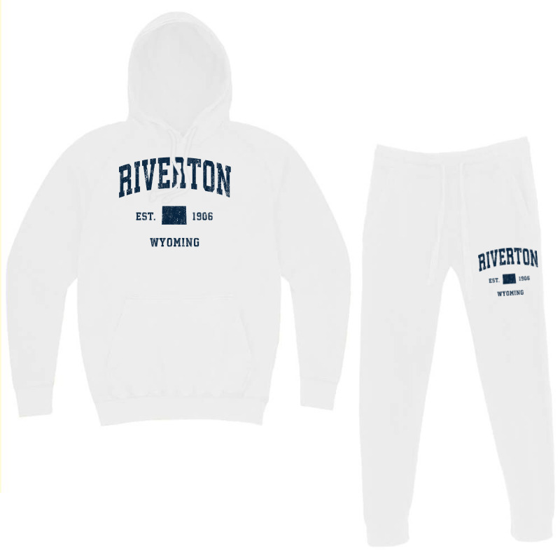 Riverton Wyoming Wy Vintage Athletic Navy Sports Design T Shirt Hoodie & Jogger Set | Artistshot