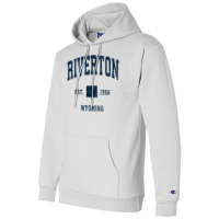 Riverton Wyoming Wy Vintage Athletic Navy Sports Design T Shirt Champion Hoodie | Artistshot