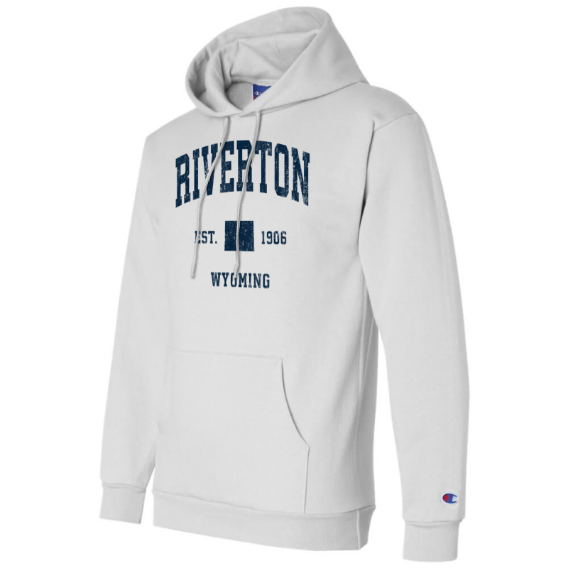 Riverton Wyoming Wy Vintage Athletic Navy Sports Design T Shirt Champion Hoodie | Artistshot