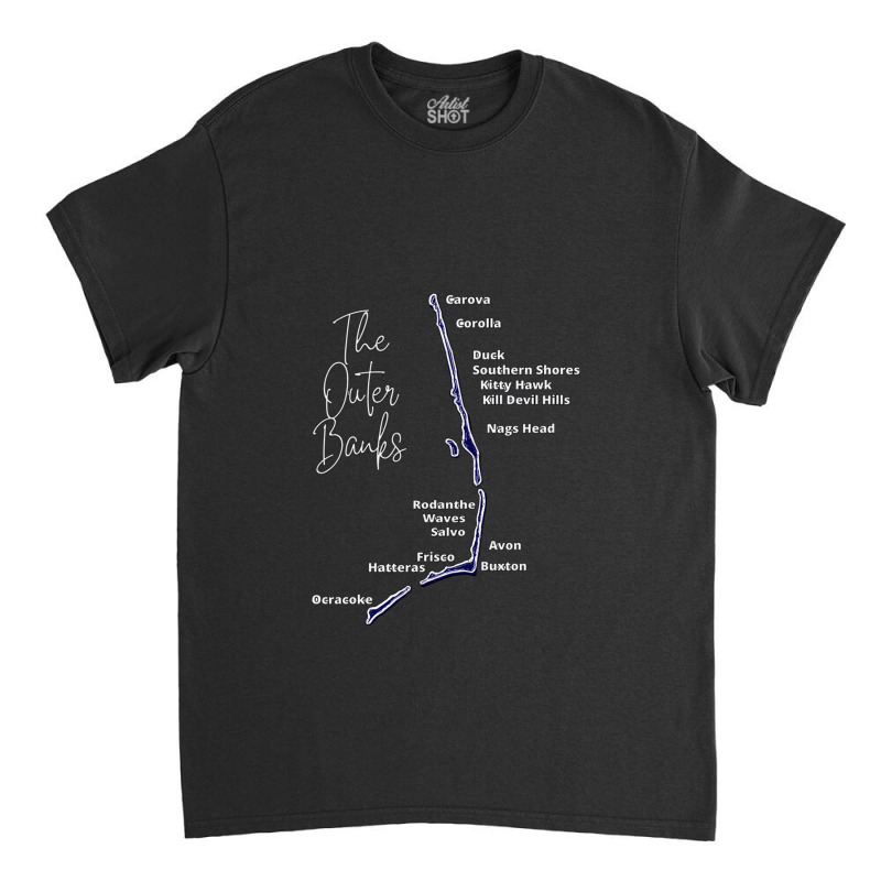 The Outer Banks Map In Blue  Outer Banks Map Classic T-shirt | Artistshot