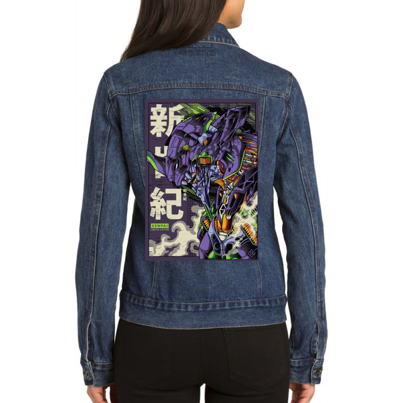 Neon Eva 01 Mecha Ladies Denim Jacket by fredcbenny | Artistshot