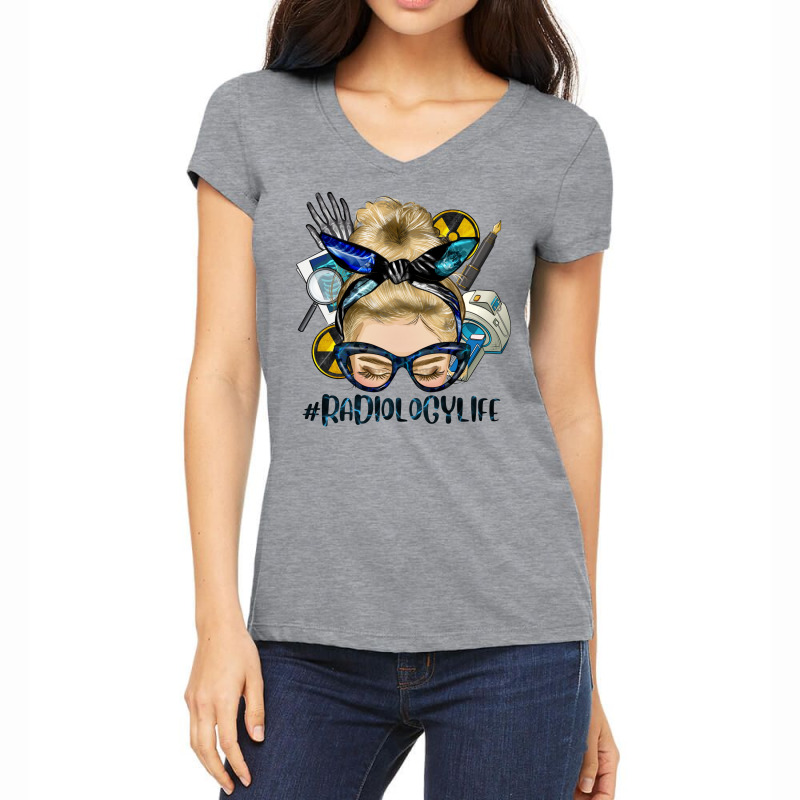 Blonde Messy Bun Radiology Life Women's V-Neck T-Shirt by HRA Design Shop | Artistshot