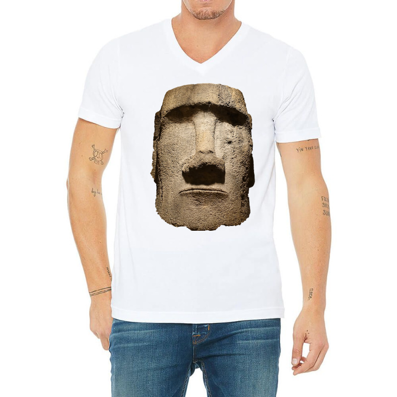 Easter Island Moai Statue Monolith World Mystery V-neck Tee | Artistshot