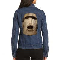 Easter Island Moai Statue Monolith World Mystery Ladies Denim Jacket | Artistshot