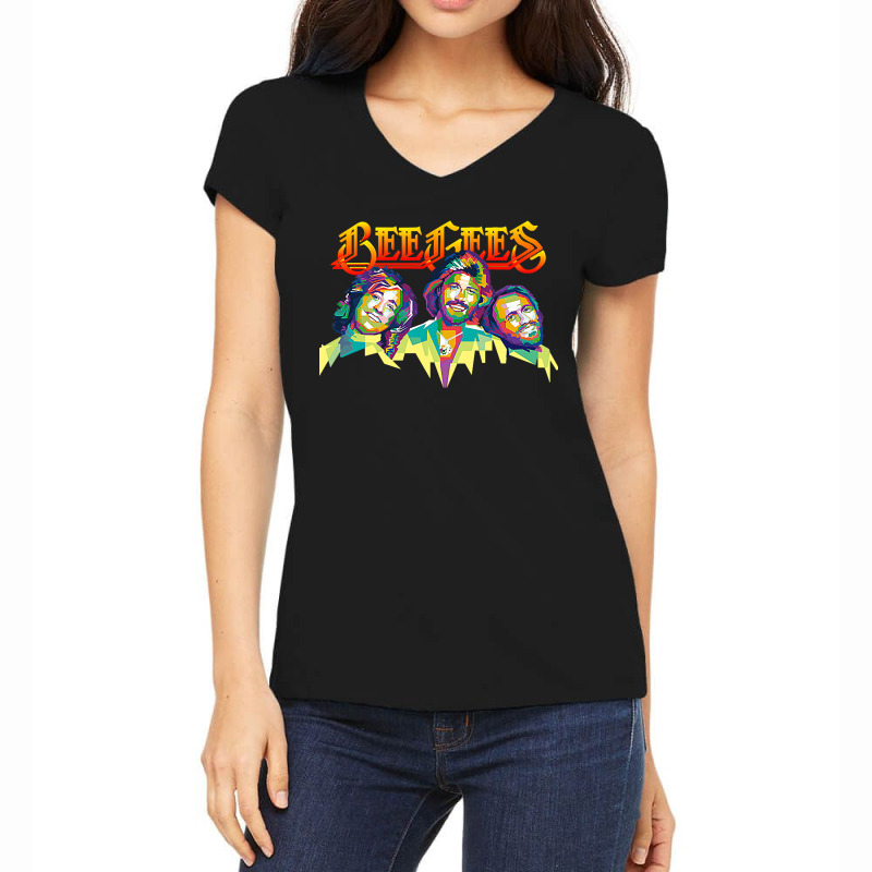 Bee Gees One Stayin Alive - Saturday Night Fever Women's V-Neck T-Shirt by ROSALYN BASS FOURIER | Artistshot