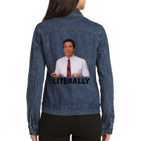 Parks And Rec Chris Traeger Literally Ladies Denim Jacket | Artistshot