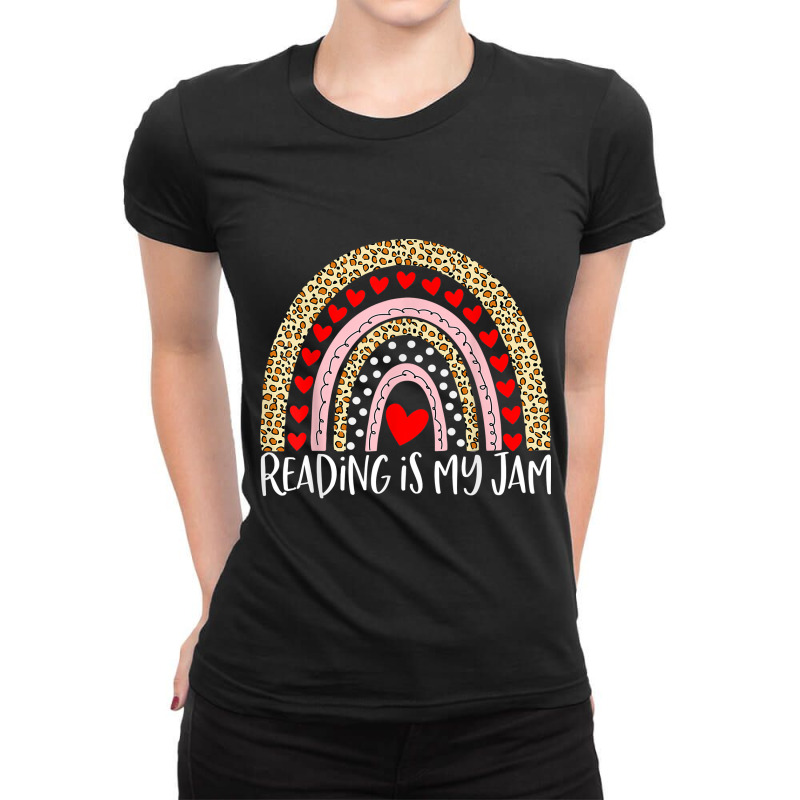 Read Teacher Rainbow Leopard - Reading Is My Jam Day Gift Ladies Fitted T-Shirt by Brynlee-Everett | Artistshot