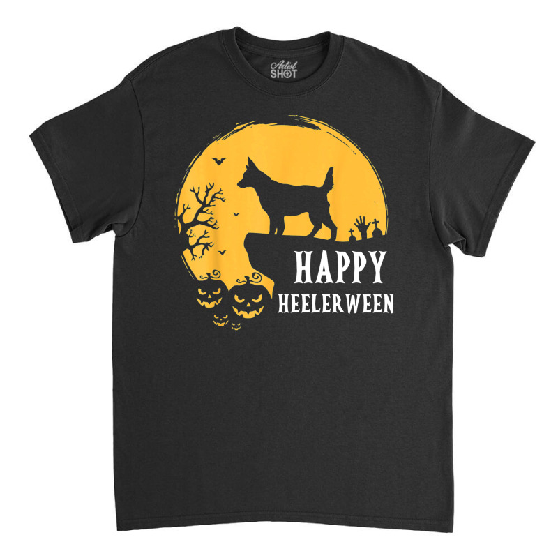 Australian Cattle Dog Full Moon Red Blue Heeler Halloween Classic T-shirt by Newest | Artistshot