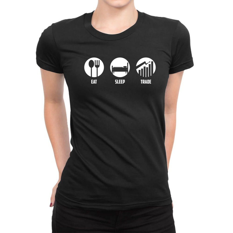 Eat Sleep Trade Bear & Bull Market Investors Gift Ladies Fitted T-Shirt by AceSteele | Artistshot