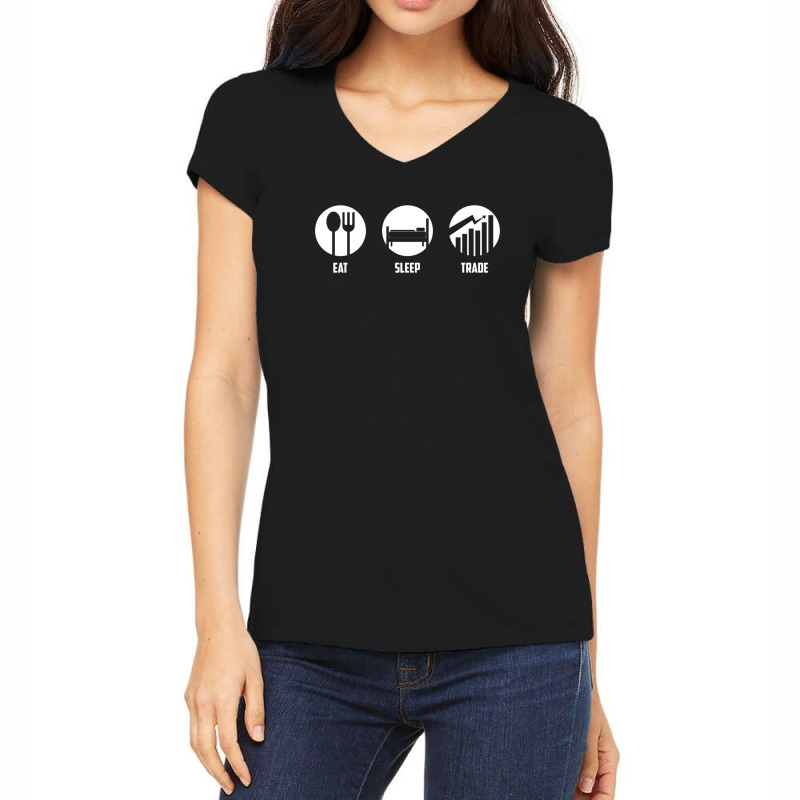 Eat Sleep Trade Bear & Bull Market Investors Gift Women's V-Neck T-Shirt by AceSteele | Artistshot