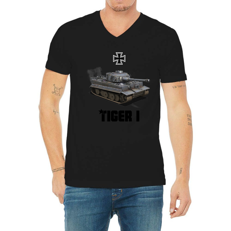 Tiger I German Heavy Tank Ww2 Military Panzerkampfwagen V-Neck Tee by CUSER3772 | Artistshot