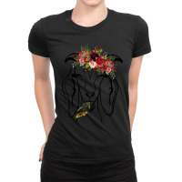 Goats Floral Bandana Headband Farm Animal Goat Graphics Ladies Fitted T-shirt | Artistshot