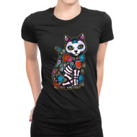 Cat Sugar Skull Mexico Calavera Dia De Los Muertos Halloween Ladies Fitted T-shirt | Artistshot