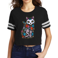 Cat Sugar Skull Mexico Calavera Dia De Los Muertos Halloween Scorecard Crop Tee | Artistshot