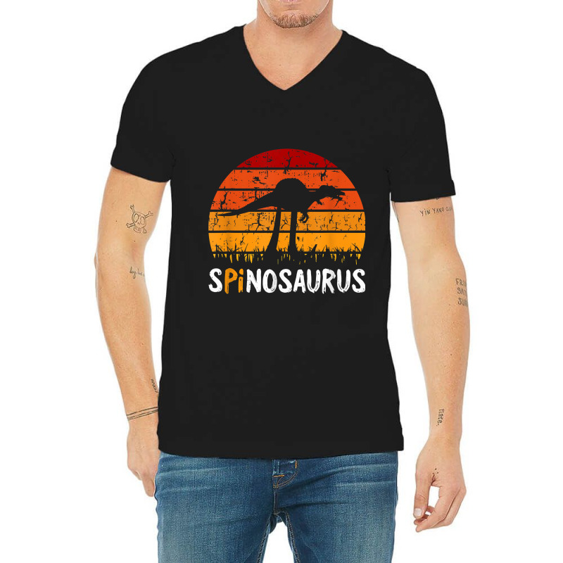 Spinosaurus Pi Day Retro Math Symbols Teacher Student Gifts Mask V-neck Tee | Artistshot