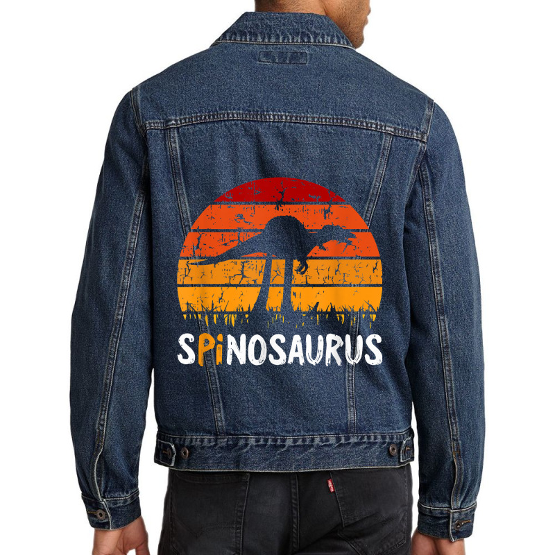 Spinosaurus Pi Day Retro Math Symbols Teacher Student Gifts Mask Men Denim Jacket | Artistshot