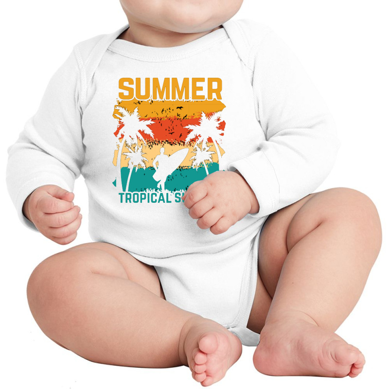 Summer Vibes Beach Surfing Long Sleeve Baby Bodysuit | Artistshot