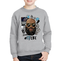 Black Bald Man Information Technology Life Youth Sweatshirt | Artistshot