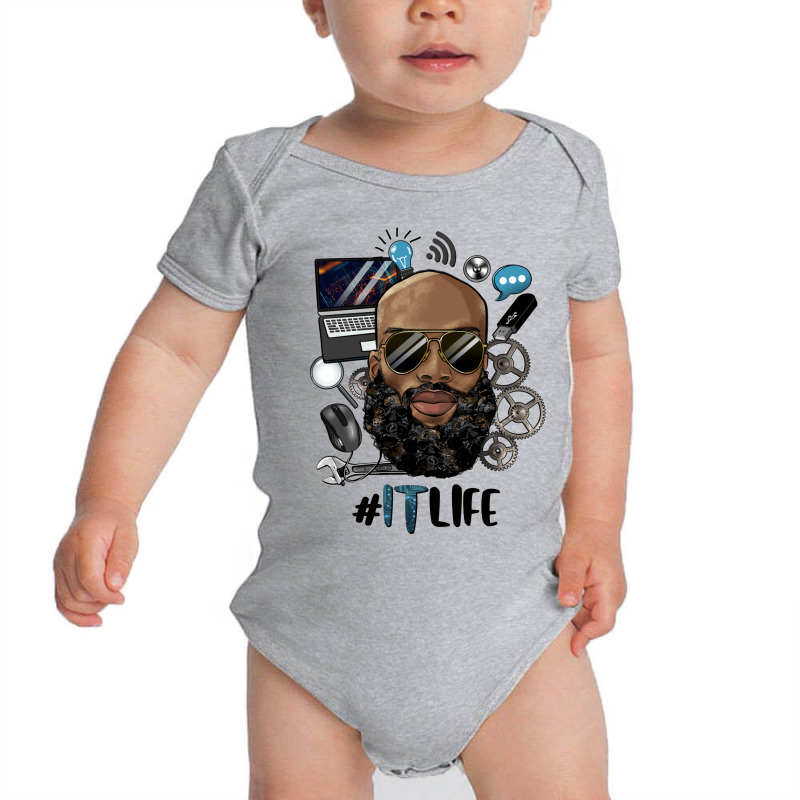 Black Bald Man Information Technology Life Baby Bodysuit by HRA Design Shop | Artistshot