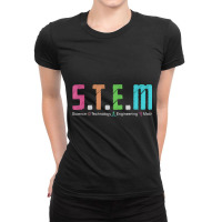 Stem Science Technology Engineering Math Teacher Gift Music Retro Ladies Fitted T-shirt | Artistshot