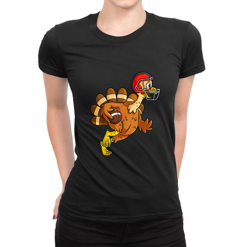 Thanksgiving Turkey Running Back Football T-shirt Ladies Fitted T-Shirt by cm-arts | Artistshot