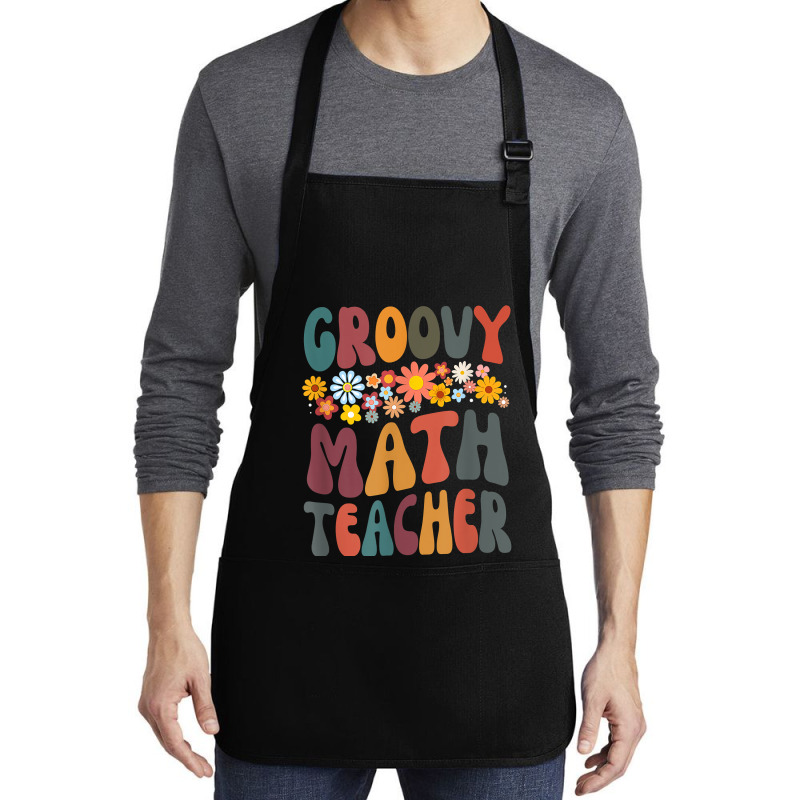 Floral Retro Groovy Math Teacher Matching Student Subject Mens Best Medium-length Apron | Artistshot