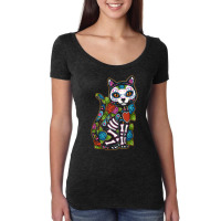 Cat Sugar Skull Mexico Calavera Dia De Los Muertos Halloween Women's Triblend Scoop T-shirt | Artistshot