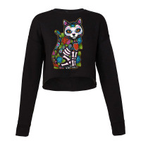 Cat Sugar Skull Mexico Calavera Dia De Los Muertos Halloween Cropped Sweater | Artistshot