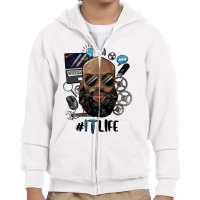 Black Bald Man Information Technology Life Youth Zipper Hoodie | Artistshot