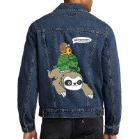 Sloth Turtle Snail Piggyback T Animal Running Wild Men Denim Jacket | Artistshot