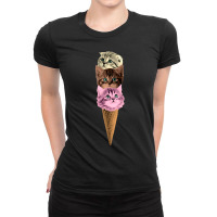 Meowscream Ice Cream Cone Kitten Pun Graphic Ladies Fitted T-shirt | Artistshot